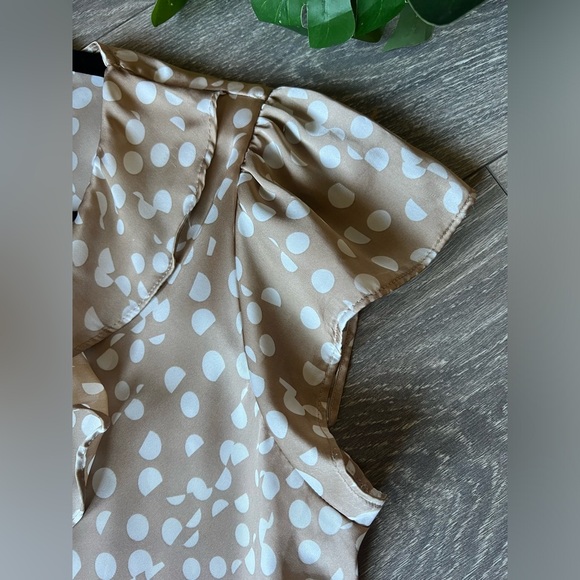 Sunny Leigh Tan and White Ruffle Blouse - Picture 4 of 8